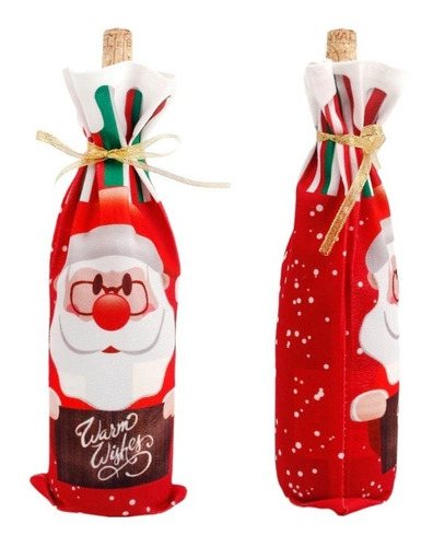 Funda Bolsa Decorativa Navideños Navidad Botella Santa Claus