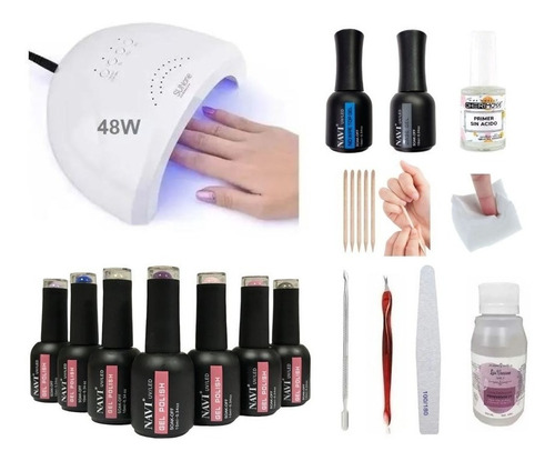 Kit Inicial X16u Cabina Led Uv 48w Gel Uñas Semipermanentes