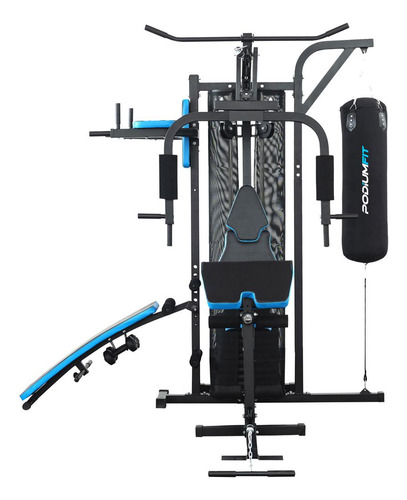 Multi Estação Academia De Musculação Podiumfit Me700 - 100kg Estrutura Preto Estofamento Preto