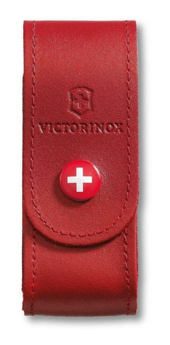 Victorinox Funda De Piel Con Botón De Presión , Roja