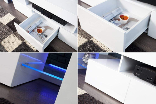 Imagen 4 de 6 de Mueble De Tv Con Luz Led Ref Perlato Madera Lacado