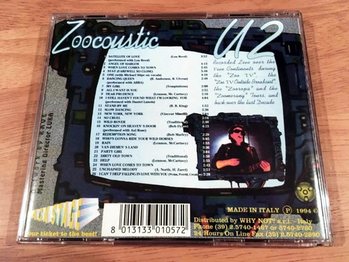 U2 Zoocoustic Live Acoustic Zoo Tv Tour Cd Italy 1994 (Usado)