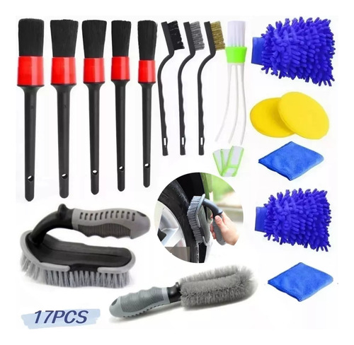 Kit De Limpieza De Coche Para Auto,cepillos De Limpieza 17pc Color 17pcs Otro tipo de cepillo