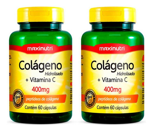 Kit 2 Colágeno Para Pele Hidrolisado Vitamina C 400mg 60 Cap