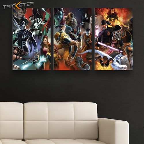 Cuadro Triptico Marvel Comics X-men 72cm X 40cm Art