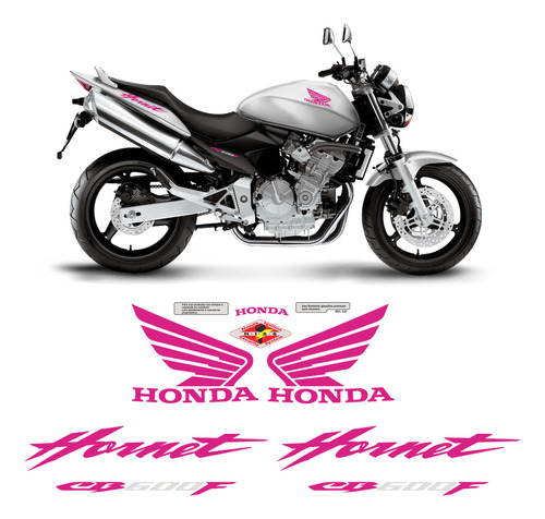 Adesivos Moto Honda Cb600f Hornet Faixa Tanque Rosa/branco