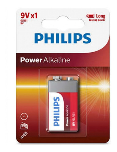 Bateria Pila Alcalina Philips 9v Power Alkaline Long 6lr61 ®