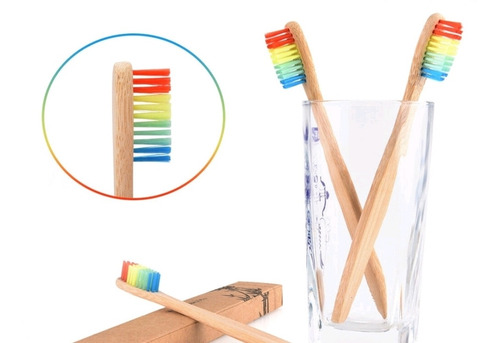 Escova De Dentes De Bambu Com Fibra Flexível Ambiental