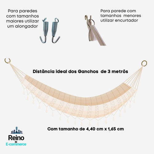 Rede Descanso Dormir Grande Casal Material Premium Reforçado Rede Casal Bege Cru