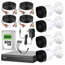 Comprar Dahua Kit De Seguridad Cctv 4 Cámaras 1 Mp Alta Calidad Seguridad Exterior Cctv + Disco Duro 500 Gb Fácil Instalación Para Circuito Cerrado Blanco