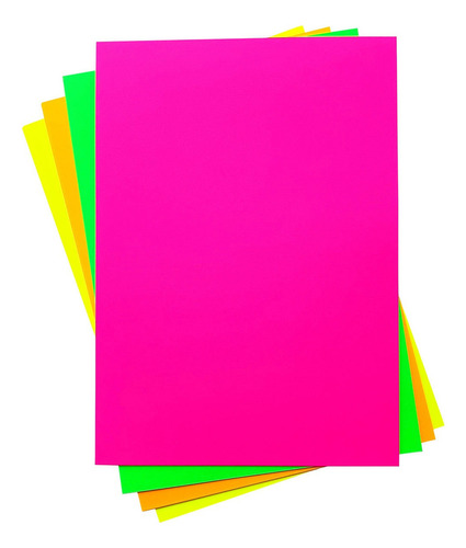 Papel Neon A4 180g 4 Cores 20 Folhas 5 Cada Cor Masterprint Cor Mix 4 Cores