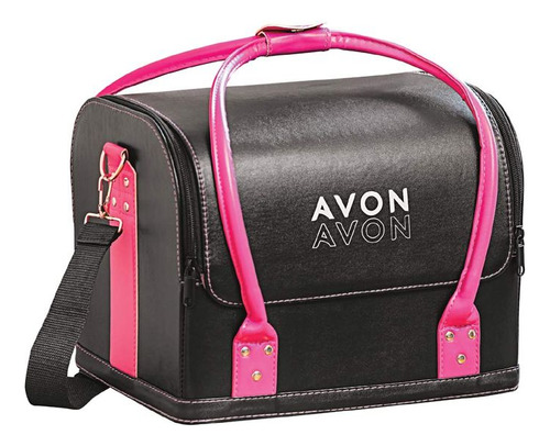 Maleta De Maquiagem Avon Preta E Rosa - 2,3kg