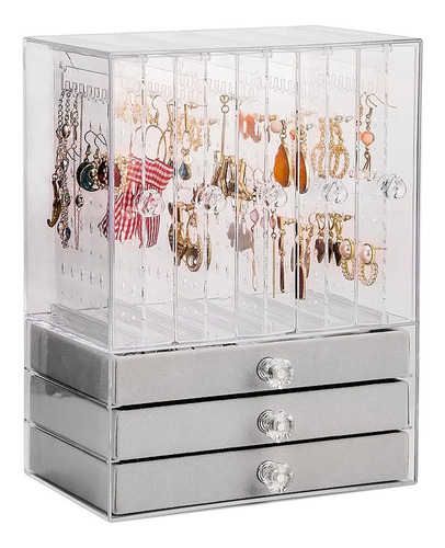 Imagen 10 de 10 de Caja Acrilica Organizador Aros Y Joyas A Cajones