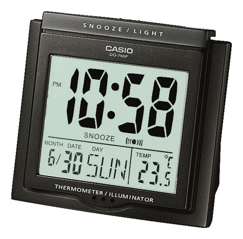 Reloj Despertador Casio Dq-750f-1d Joyeria Esponda Color Negro