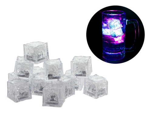 Paquete ultra ® de 6 a 96 flashing cubos de hielo LED agua reutilizable sumergible decorativo congelable LED de colores brillantes cubitos de hielo con sensor de líquido multicolor intermitente LED novedad cubos iluminación luminosa con l 
