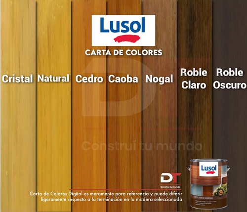 Protector Para Madera Interior Exterior Lusol 500ml Color Caoba