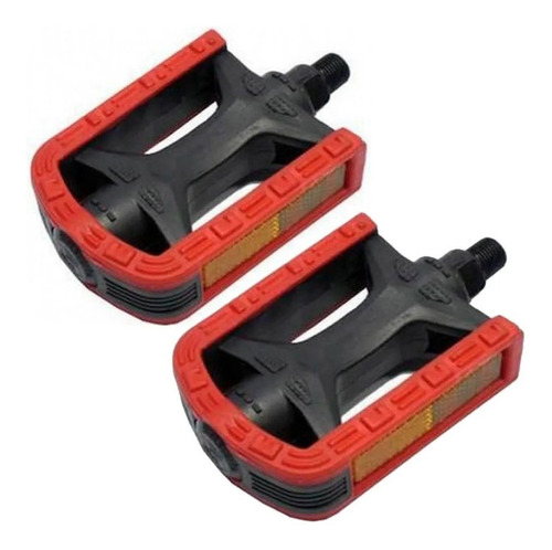 Par Pedal Bicolor Rosca Fina 1/2 Bike Reforçado Varias Cores Cor Vermelho