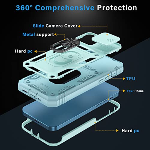 Funda Con Base Para iPhone 12 Pro Max Gris Verde Dual Layer