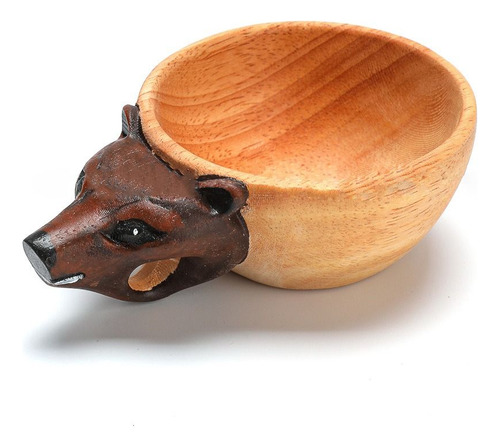 Taza De Madera Tallada A Mano Con Forma De Animal, Taza De C