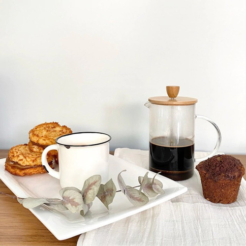 Imagen 2 de 9 de Cafetera Embolo Metal Bambu Francesa 350ml Pettish Online