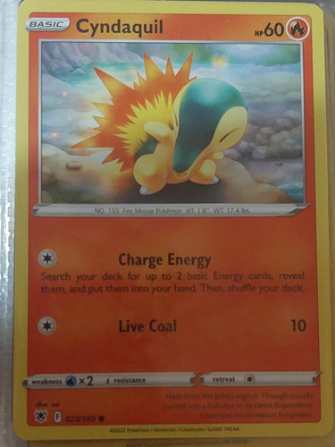 Carta Pokemon Cyndaquil 023/189 Original