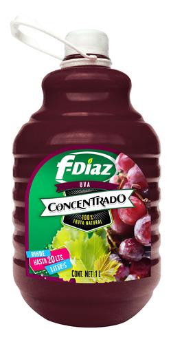 F-diaz Concentrado Para Agua Uva 1 Lt Fruta Natural