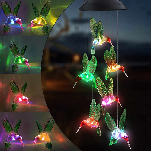 Carillones De Viento Tipo Colibrí, Luces Led Que Funcionan C