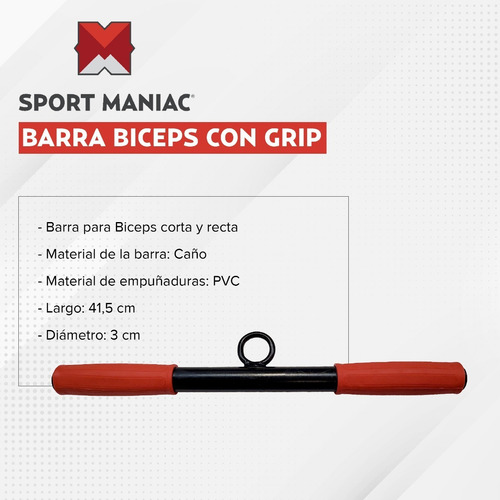 Imagen 2 de 3 de Barra Corta Recta Biceps Entrenamiento Sport Maniac