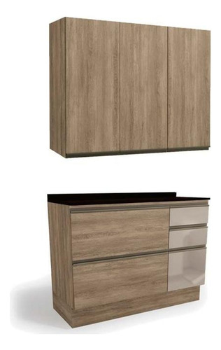 Cozinha Modulada Completa Maxxi 3 Peças 1aéreo+1balcão+1com