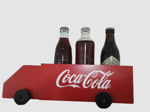 Camión Antiguo Coca Cola De Madera Con 3 Bebidas Selladas.