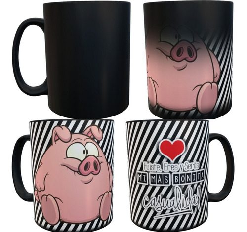 Taza Magica Chancho Cerdo Amor Frase Casualidad Ceramica