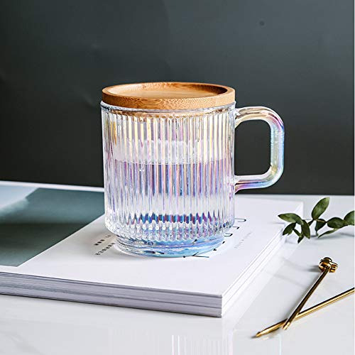 Taza De Café Iridiscente Transparente Con Tapa Y Cuchara De