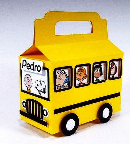 Kit Imprimible Caja Milk Box Autobús Escolar Snoopy
