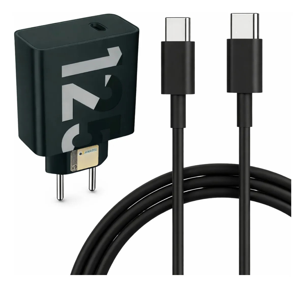 Carregador Turbo Power Compatível Para Motorola 125w Usb-c Preto
