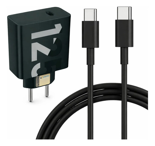 Carregador Turbo Power Compatível Para Motorola 125w Usb-c Preto