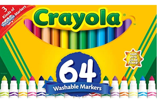 Marcadores Crayola Lavables, Amplia Línea, 64