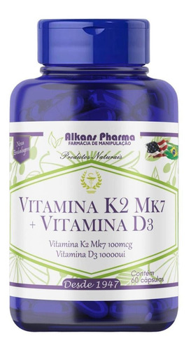 Vitamina K2mk7 100 Mcg + Vitamina D3 10.000 Ui 60 Cápsulas