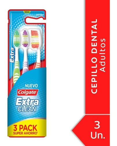 Colgate Extra Clean Cepillo Dental Adulto Medio 3 Unidades