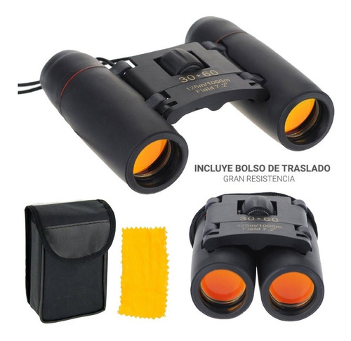 Binocular Largavista Prismatico Mini 30x60 Caza Avistaje Color Negro