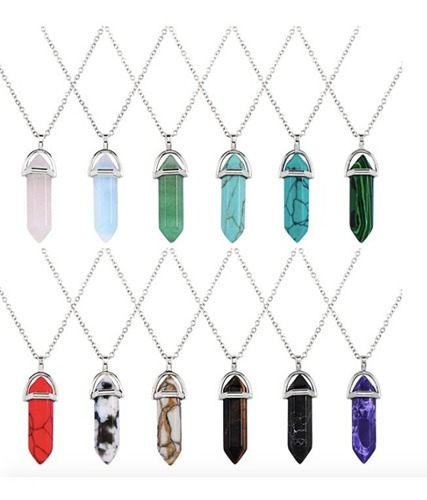 Collar De Cuarzo Piedra Natural - Cadena Bañada En Plata