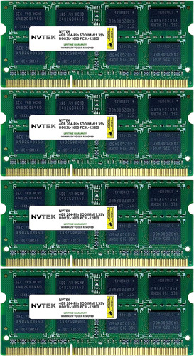 Memoria Ram 16gb 4x4gb Ddr3 1600mhz Pc3 12800 Sodimm Nvtek