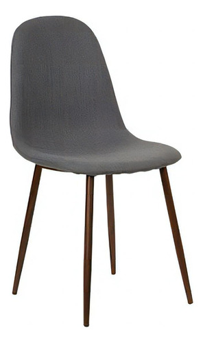 Silla Kiero Metal Madera Tela - Gris / Nogal