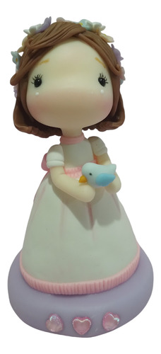 Adorno De Torta Nena De Comunión De Porcelana Fría