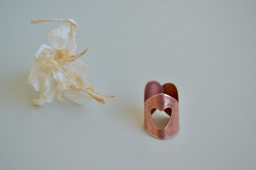 Anillo Corazon En Cobre, Tamaño Ajustable, Diseño De Autor