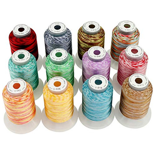 New Brothread 12 Colores Variegado Poliéster Bordado Máquina