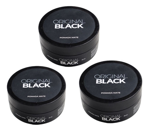 Pomada Cera Para El Cabello Original Black Matte 50ml X3