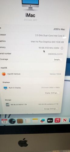 iMac 21.5 I5 (2017) 16gb Ram, Ssd 1tb, Magic Keyboard Mouse (Reacondicionado)