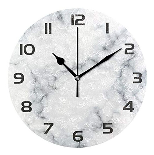 Reloj De Pared Con Diseño De Moderno Mármol Blanco