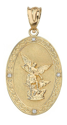 Colgante Ovalado De Medalla De San Miguel Arcángel Con Dia.