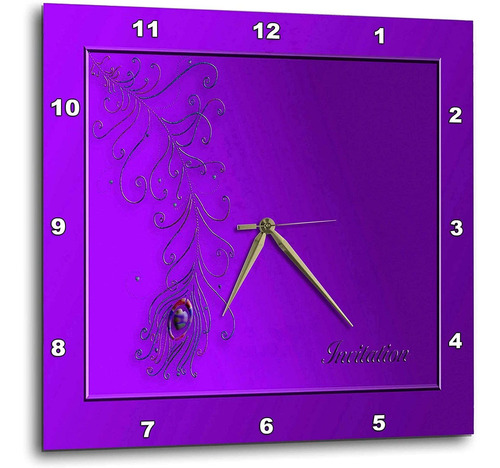 Dpp   Pavo Real Reloj Pluma Pared Purpura  Por  Pulgada...